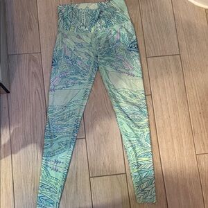 Teeki Pastel Green and Pink Patterned Leggings
